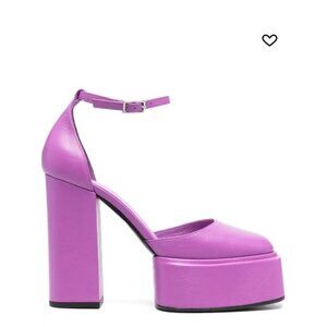 NEW - 3 JUIN - Leather Ambra Sandals Heel Shoes13 Cm In AMETHYST - SIZE 8 OR 38